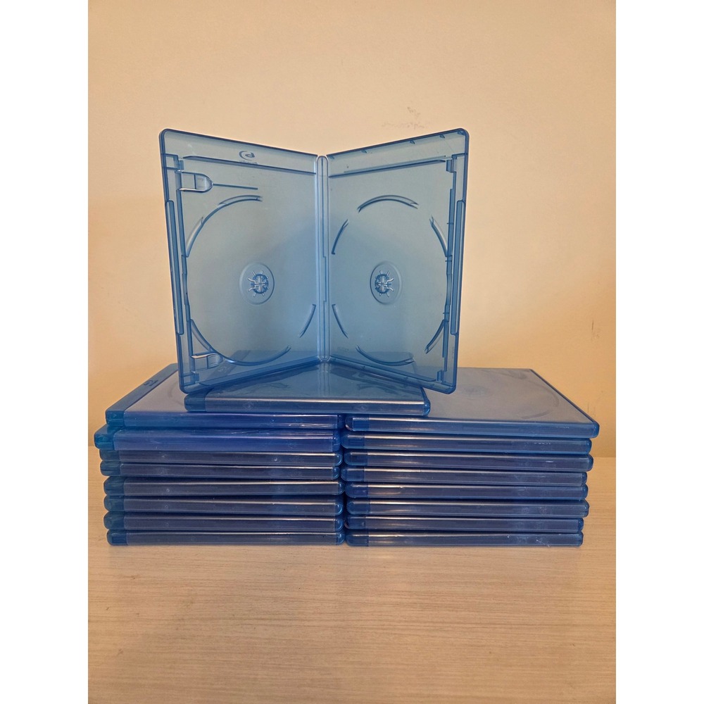 Lot of 19 EMPTY Blue Ray Replacement Cases Double Disc Blue Storage